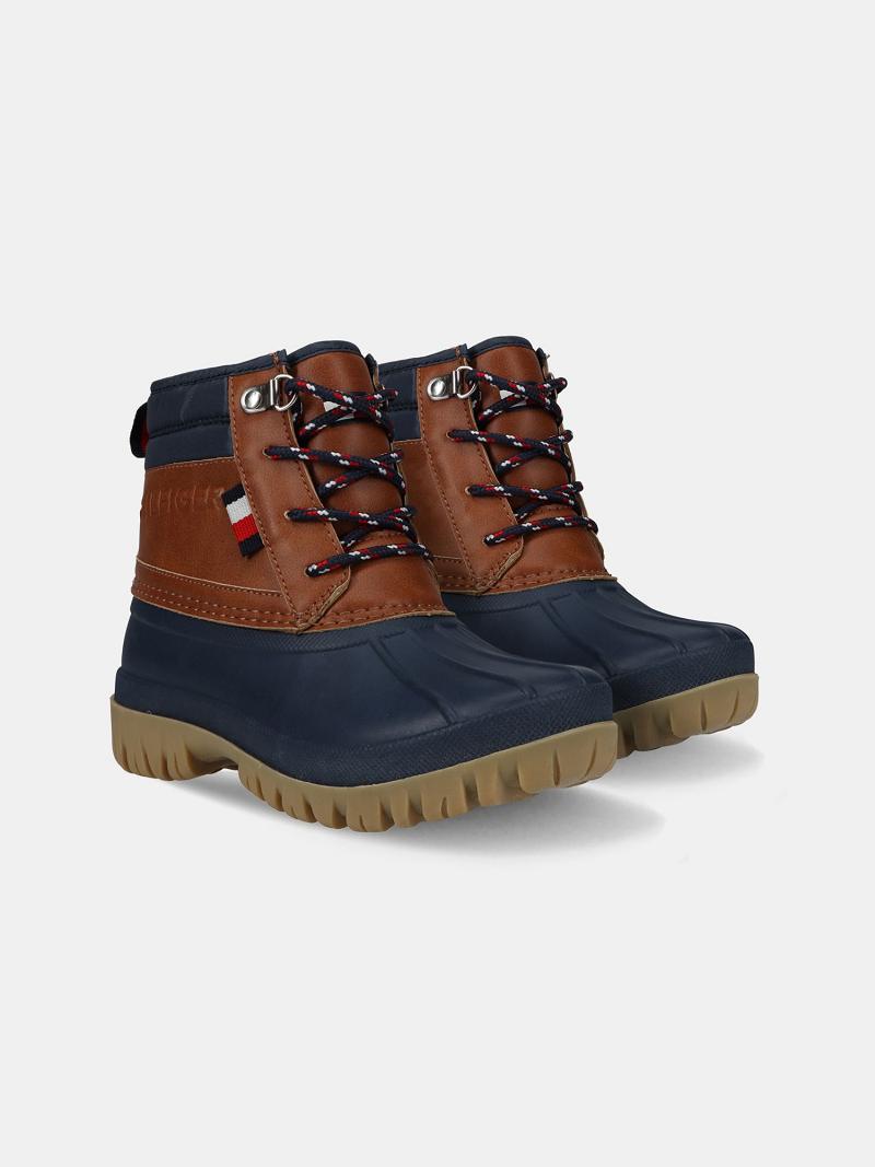 Fiú Tommy Hilfiger Big Duck Boot Tornacipő Barna Sötétkék | HU 2319VRW